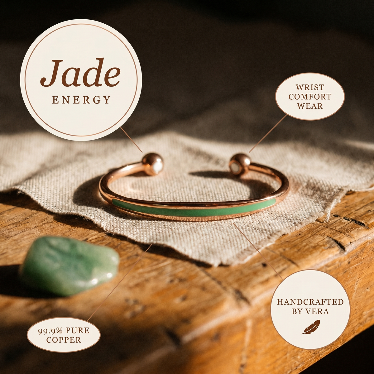 Vera's Jade Copper Bracelet
